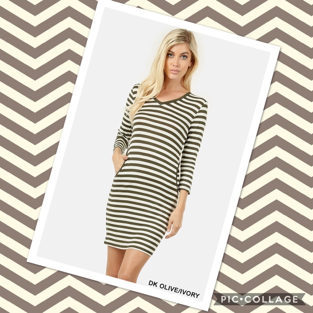 Women’s Striped Dress with hip pockets New